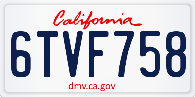 CA license plate 6TVF758