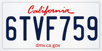 CA license plate 6TVF759