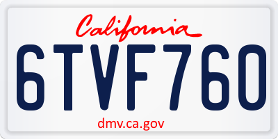 CA license plate 6TVF760