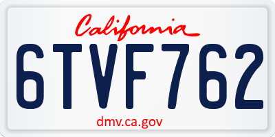 CA license plate 6TVF762