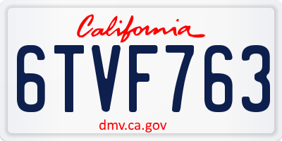 CA license plate 6TVF763