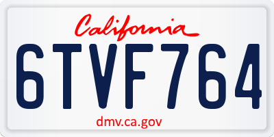 CA license plate 6TVF764