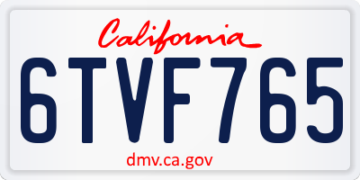 CA license plate 6TVF765