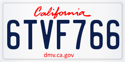 CA license plate 6TVF766