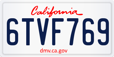 CA license plate 6TVF769