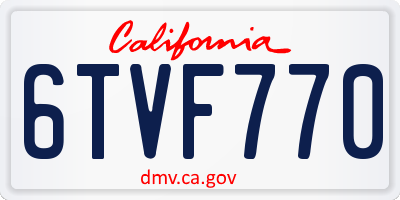 CA license plate 6TVF770