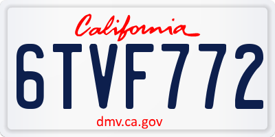 CA license plate 6TVF772