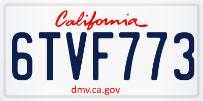 CA license plate 6TVF773