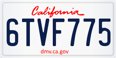 CA license plate 6TVF775