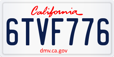 CA license plate 6TVF776