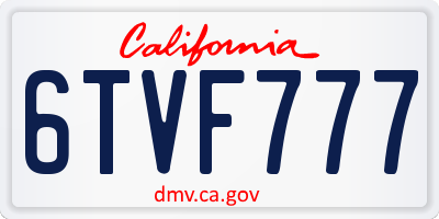 CA license plate 6TVF777