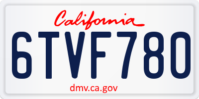 CA license plate 6TVF780