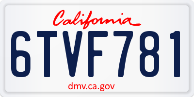 CA license plate 6TVF781