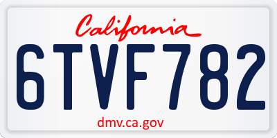 CA license plate 6TVF782