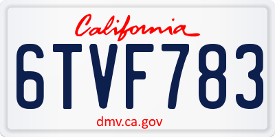 CA license plate 6TVF783