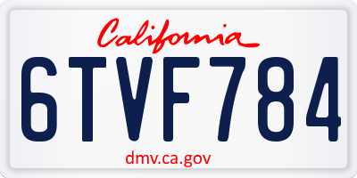 CA license plate 6TVF784