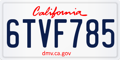 CA license plate 6TVF785