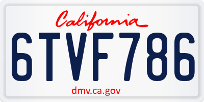 CA license plate 6TVF786