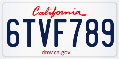 CA license plate 6TVF789