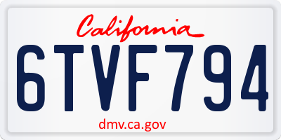 CA license plate 6TVF794