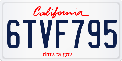 CA license plate 6TVF795