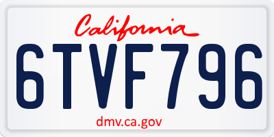 CA license plate 6TVF796