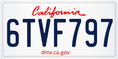 CA license plate 6TVF797