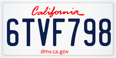 CA license plate 6TVF798