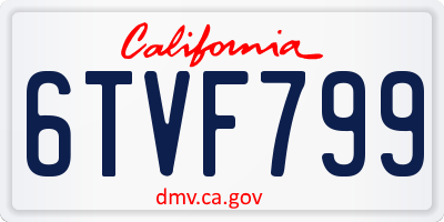 CA license plate 6TVF799