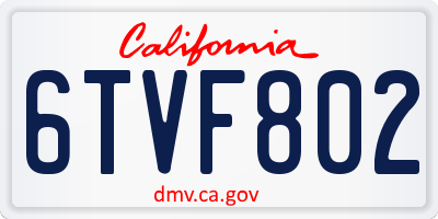 CA license plate 6TVF802
