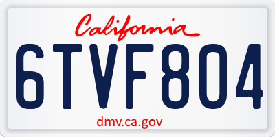 CA license plate 6TVF804