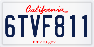 CA license plate 6TVF811