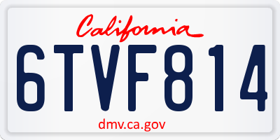 CA license plate 6TVF814