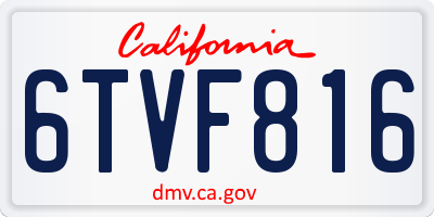 CA license plate 6TVF816
