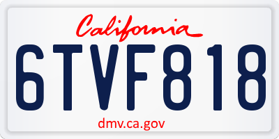 CA license plate 6TVF818