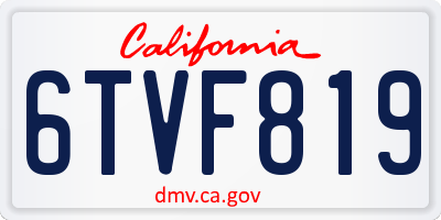 CA license plate 6TVF819