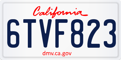 CA license plate 6TVF823
