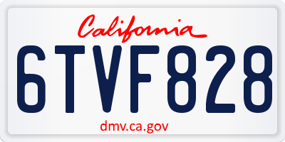 CA license plate 6TVF828