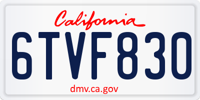 CA license plate 6TVF830