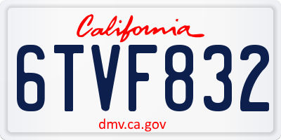 CA license plate 6TVF832
