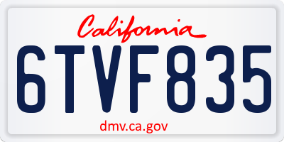 CA license plate 6TVF835