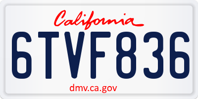 CA license plate 6TVF836