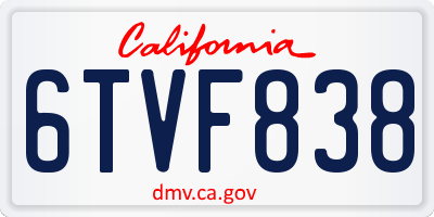 CA license plate 6TVF838