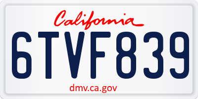 CA license plate 6TVF839