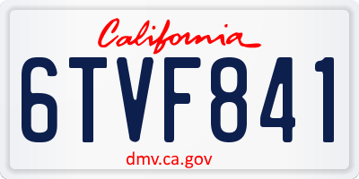 CA license plate 6TVF841