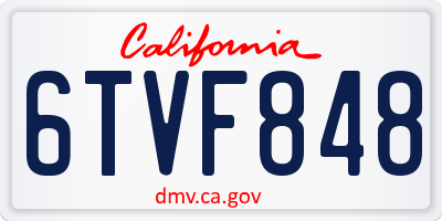 CA license plate 6TVF848