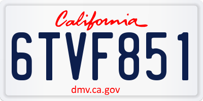 CA license plate 6TVF851