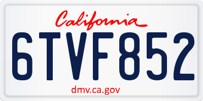 CA license plate 6TVF852