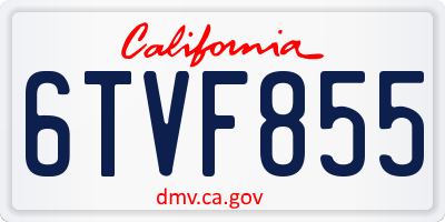 CA license plate 6TVF855