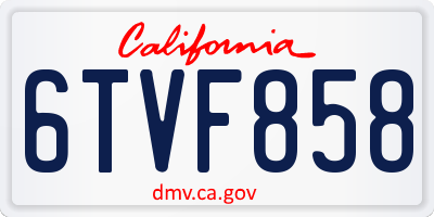 CA license plate 6TVF858
